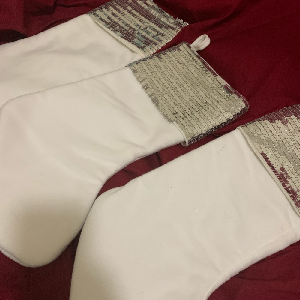 Silver and white Xmas Stocking